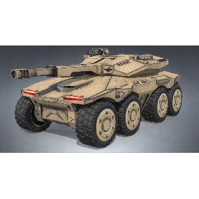 Sci-fi Tank APC Desert Concept 3D